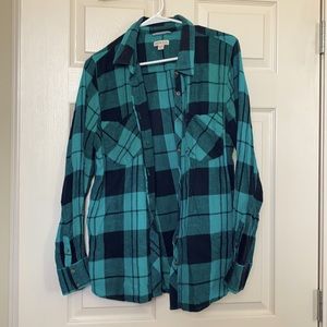 PLUS SIZE MERONA TEAL FLANNEL SHACKET GENTLY WORN SIZE XXL